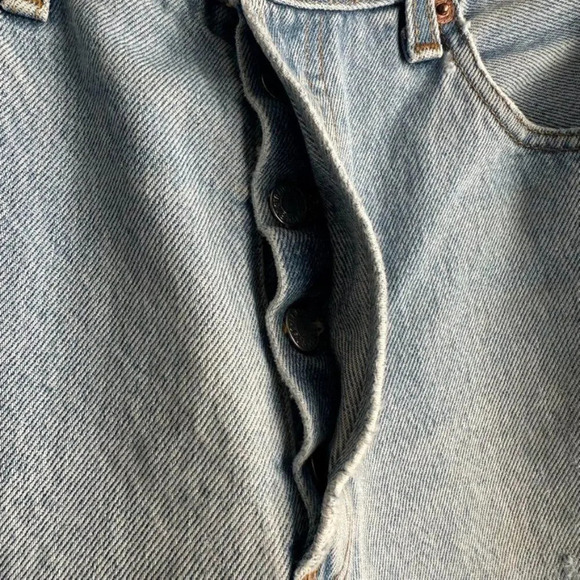 Levi's 501 Button Fly Jean Shorts Women's 31 Blue Distressed - Picture 7 of 14